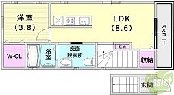 セゾン神田2 1LDKの間取図画像