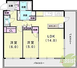 ベイシティタワーズ神戸EAST 2LDKの間取図画像