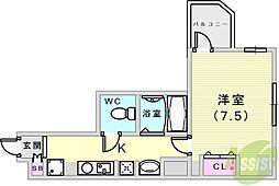 CITYSPIRE神戸元町 1Kの間取図画像