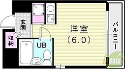サンコート神戸 ワンルームの間取図画像