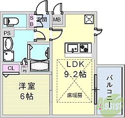 プレサンスTHE神戸 1LDKの間取図画像