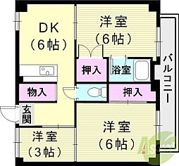 ビレッジハウス鈴蘭台4号棟 3DKの間取図画像