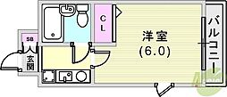 エスリード神戸 1Kの間取図画像