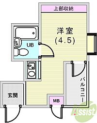 ライオンズマンション神戸 ワンルームの間取図画像