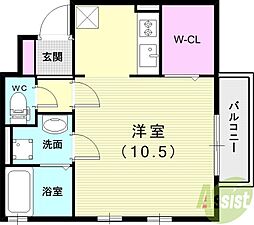エスト・ドミール ワンルームの間取図画像