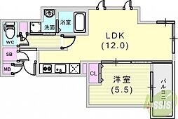 S-RESIDENCE神戸元町 1LDKの間取図画像