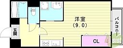 シャルマンコーポ鈴蘭台 ワンルームの間取図画像