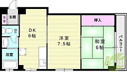 ネオライフ鈴蘭台 2DKの間取図画像