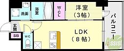 アドバンス神戸ラシュレ 1LDKの間取図画像
