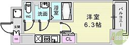 ファーストフィオーレ神戸湊町 1Kの間取図画像