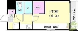 エスリード神戸 1Kの間取図画像