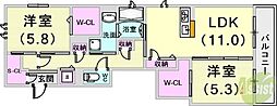 フェリーチェ上三条 2LDKの間取図画像