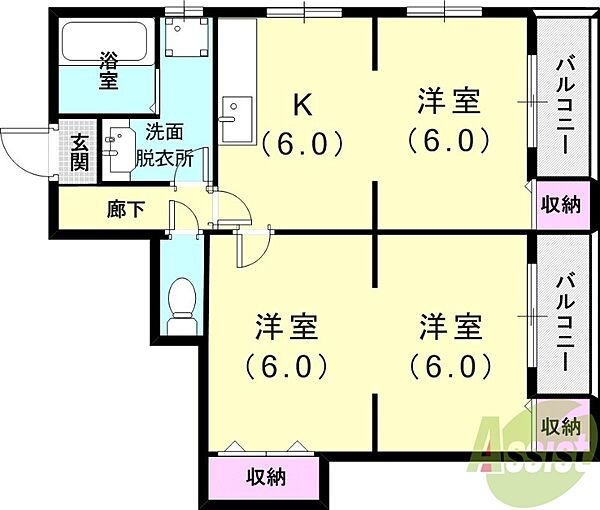 アイレス鈴蘭台 ｜兵庫県神戸市北区鈴蘭台北町5丁目(賃貸アパート3DK・1階・45.00㎡)の写真 その2