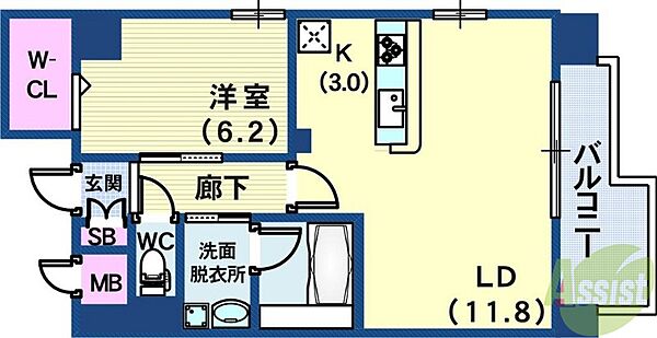 L・Isobe 三宮 ｜兵庫県神戸市中央区磯辺通1丁目(賃貸マンション1LDK・10階・50.19㎡)の写真 その2