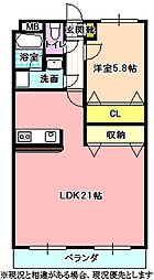 リバーヒルズ大門 3階1LDKの間取り