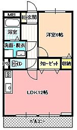 サープラスベルメゾン宮ノ上南棟 1LDKの間取図画像
