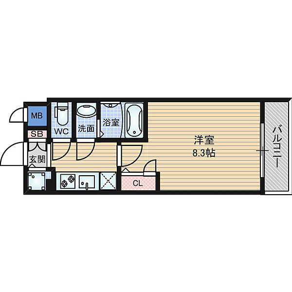 スワンズシティ大手前ソレイユ ｜大阪府大阪市中央区糸屋町１丁目(賃貸マンション1K・2階・24.65㎡)の写真 その2