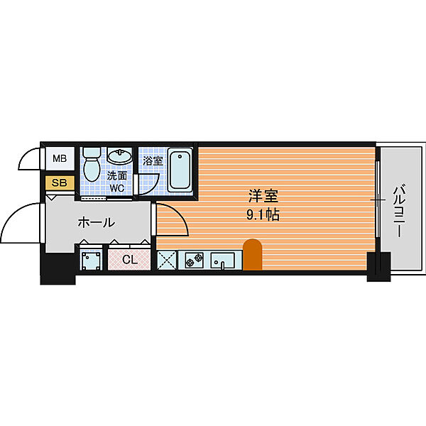 ISM谷町六丁目 ｜大阪府大阪市中央区安堂寺町２丁目(賃貸マンション1R・12階・25.20㎡)の写真 その2