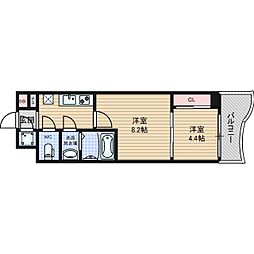 エグゼ難波東 2Kの間取図画像