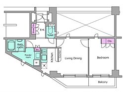 レジディア文京音羽 6階1LDKの間取り
