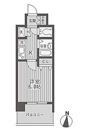 レジディア両国 2階1Kの間取り