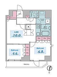 ドゥーエ日暮里 8階2LDKの間取り