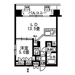 レジディア錦糸町 1LDKの間取図画像