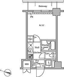 レジディア広尾2 1Kの間取図画像
