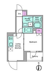 リヴ アン フルール 1DKの間取図画像