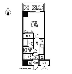 シャルマンフジ大阪城南 1Kの間取図画像