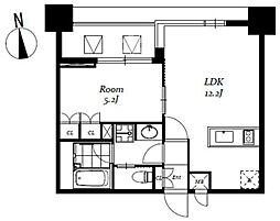 レジディア日本橋馬喰町3 1LDKの間取図画像