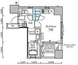レジディア九段下2 ワンルームの間取図画像