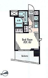レジディア市谷薬王寺 ワンルームの間取図画像