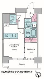 ワンルーフフラット門前仲町 1LDKの間取図画像