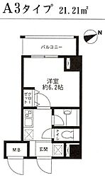 レジディア東品川 1Kの間取図画像