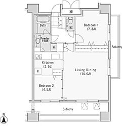 レジディア西麻布 2LDKの間取図画像