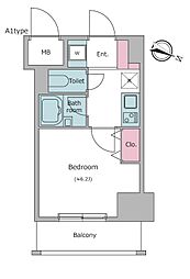 レジディア東品川 1Kの間取図画像