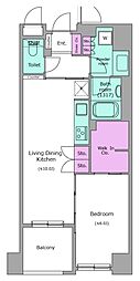 レジディア日本橋浜町 1LDKの間取図画像
