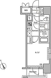 レジディア広尾2 1Kの間取図画像