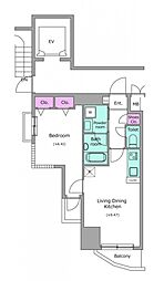 ビエラコート天神橋 1LDKの間取図画像