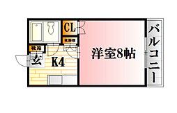 観ビル 1Kの間取図画像