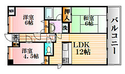S.S八木ハイツ 3LDKの間取図画像