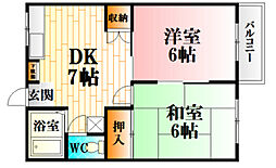 ハイツ栗栖A 2DKの間取図画像