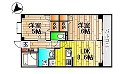 ボヌールマスダ2 2DKの間取図画像