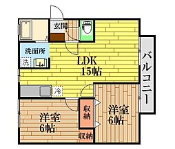 JR芸備線 中深川駅 徒歩11分の賃貸アパート 2階2LDKの間取り
