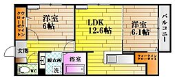 Contento 2階2LDKの間取り