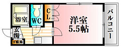 ムーリスヤマネ 1Kの間取図画像