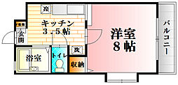 グラース中島壱番館 1Kの間取図画像
