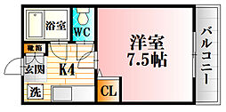 観ビル 1Kの間取図画像