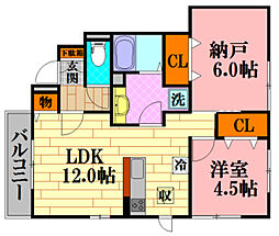 フローラル清水A棟 1SLDKの間取図画像